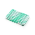 Mint green and white marble pattern silicone soap dish with non-slip drainage slats - Square / Mint and White Camouflage