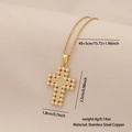 Golden stainless steel cross pendant necklace with white pearls on beige fabric - Pearl Rimmed Gold Cross Style (4#)