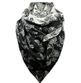 Thick warm black and white shawl scarf featuring vintage butterfly and floral patterns - 150*75cm / Black White Vintage Flower Butterfly (Image 43)