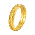 18K gold plated stainless steel open ring with textured wheat ear pattern design - US 7 / Fine Closed Wheat Ear Style / Gold