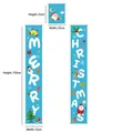 Set striscioni natalizi blu con Babbo Natale e pupazzo di neve su bandiere da 150x25cm - Stile Blu Cartoon-Set da 3 / Blu
