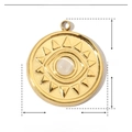 Dettagli del ciondolo a cuore in pietra naturale con misure di 19 mm di altezza e 17 mm - Tondo Oro Pietra Bianca Raggiera