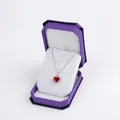Red heart pendant necklace with silver chain in a purple octagonal velvet jewelry box - Small Pendant Box / Purple With White Interior