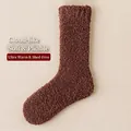 Chaussette d'hiver épaisse en polaire corail marron foncé avec texture thermique douce - Taille unique / Café