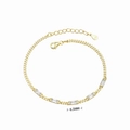 Detail of S925 sterling silver stamp on gold bracelet with 6.5mm square zircon - 925 Silver / 17+3cm / White Zirconia - Gold Plated (Gold)