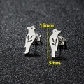 Minimalist silver parrot stud earrings in stainless steel with 15mm by 5mm bird design - Bird / Silver