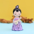Cute resin figurine in purple hanfu playing pipa lute, ancient Chinese style doll - 1003-5 Medium with Pipa