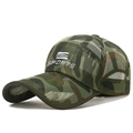 Atmungsaktive Camouflage-Netzkappe mit gewölbtem Schirm und Sports-Stickerei - Verstellbar / Tarnfarben