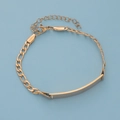 Golden stainless steel Figaro ID bracelet for children with a customizable blank plaque - 18+5cm Gold