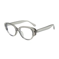 Y2K oval cat eye sunglasses with transparent smoke grey frame in high-quality finish - With Rivets / Clear Gray Frame Clear Lens