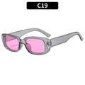 Fashionable Y2K square sunglasses with transparent grey frame and pink lenses - Transparent Grey Frame Purple Lens