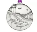 Zinc alloy lighthouse pendant with purple ribbon and 'I am with you Always' engraving - Round Lighthouse (Diameter 7cm)