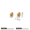 Golden stainless steel earring backs measured 4.7mm by 5.3mm for DIY jewelry - Silicone Bullet Back / Gold