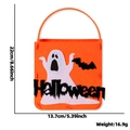 Sac d'Halloween en feutre orange avec motif fantôme, chauve-souris et dimensions de 22cm - Chauve-souris Fantôme Orange
