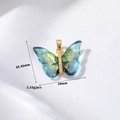 Detailed view of butterfly pendant showing gradient colors and precise dimensions - 14K Gold Black Cyan Gradient Butterfly (H-11982)