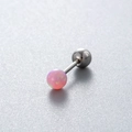 4mm pink opal titanium steel barbell stud earring with screw-on metallic back - Light Pink (OP08)