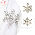 Detailed view of silver snowflake napkin ring with rhinestones and size measurements - Silver Snowflake (17 Silver)