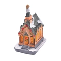 Weihnachtsdorf Miniatur Kirche aus Harz mit orangen Wänden und goldenem Sterndekor - Stil B/Orangefarbene Kirche