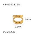 Detail view of 18K gold plated double layer ring showing 1.8cm height and 2.2cm width - Gold-Minimalist Double Layer (198)