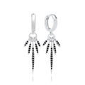 Macro detail of S925 silver hoop earrings with black zircon pavé and spike charms - 10-Black Zirconia Spike Tassel