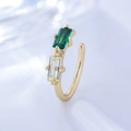 French style S925 silver ear cuff with colorful square emerald and yellow zircons - 925 Silver / Yellow