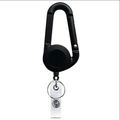 Retractable black key ring with integrated carabiner and transparent ID card holder - Black