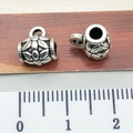 Tibetan silver flower pattern beads with ruler showing 1cm size for DIY jewelry making - Flower Bail Connector