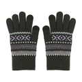 Winter thermal knit gloves in dark grey with purple geometric jacquard pattern - Dark Green