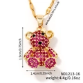 Luxe micro-pave bear necklace pendant with pink crystals and gold-plated chain - Gold/Magenta Zirconia