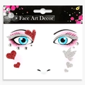 Face Art Decor stickers featuring red glitter hearts and rhinestones for festive makeup - Valentine Peace Dove Heart