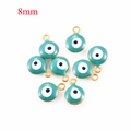 Lake blue 8mm evil eye pendant in stainless steel with golden enamel finish for DIY jewelry - 8mm / Mint Green