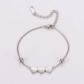 Pulsera de corazones en acero inoxidable plateado con cadena veneciana y cierre langosta - Color Acero