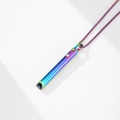 Rainbow stainless steel mindfulness whistle necklace with inlaid diamond and crystal - Horseshoe Buckle Style / Iridescent