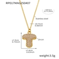 Gold plated stainless steel T-letter necklace with shimmering zircon pavé stones - Rp017-t Letter Gold Necklace 40+5cm