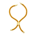 Handmade ginger yellow braided rope bracelet with golden tree of life adjustable slider - Bracelet: 24