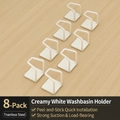 Set of 8 creamy white stainless steel washbasin hooks with self-adhesive backing - Set of 8 / Cream