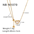 Dettagli e misure del ciondolo a cuore placcato oro 18k con intarsio in madreperla - Stile Tondo Martellato (NB-N1070) / Oro 18K