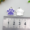 Purple glitter paw print charm with silver textured back and size ruler measurement - Purple Cat Paw (17.5x16.5mm)
