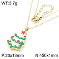 Collar de árbol de Navidad en acabado dorado con esmalte rojo y verde y colgante estrella - Collar de Árbol de Navidad / Dorado (KN290935-GC)