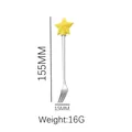 Stainless steel dessert fork with a cute yellow star ornament on the handle, 155mm - Silver Fork - Star