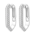 Boucles d'oreilles géométriques en argent avec zircons blancs en forme d'hexagone - Créole Géométrique Incrustée 4409-SR