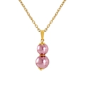 18k gold plated stainless steel necklace featuring a trendy double pink pearl gourd pendant - Pink Purple Pearl Gourd