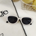 Retro cat-eye sunglasses with cream white frame and dark black lenses for a vintage look - Rice White 9 - Silver Dot Decor Cat Eye