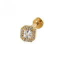 F136 Titanium gold labret stud with octagonal zircon setting for cartilage piercing - 1.2*6mm / Octagon Gold