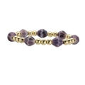 Minimalist ceramic beaded bracelet with purple diamond beads and gold metallic spacers - Bronze Bead & Purple