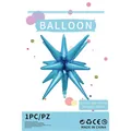 Single 22-inch blue explosion star balloon made of metallic finish foil for party decor - Holographic Blue