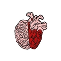 Creative brain and heart enamel pin in pink and red finish for bags and jackets - Brain