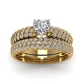 Luxurious gold-plated heart-cut rhinestone bridal ring set with twisted pave band - US 5 / Gold White Zirconia