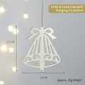 White Christmas bell ornament with gold string and bow for holiday tree decoration - Gold Flat Bell