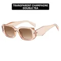 Irregular square champagne sunglasses with brown gradient lenses for women - Metal Hinge / Transparent Champagne/Gradient Tea Lenses